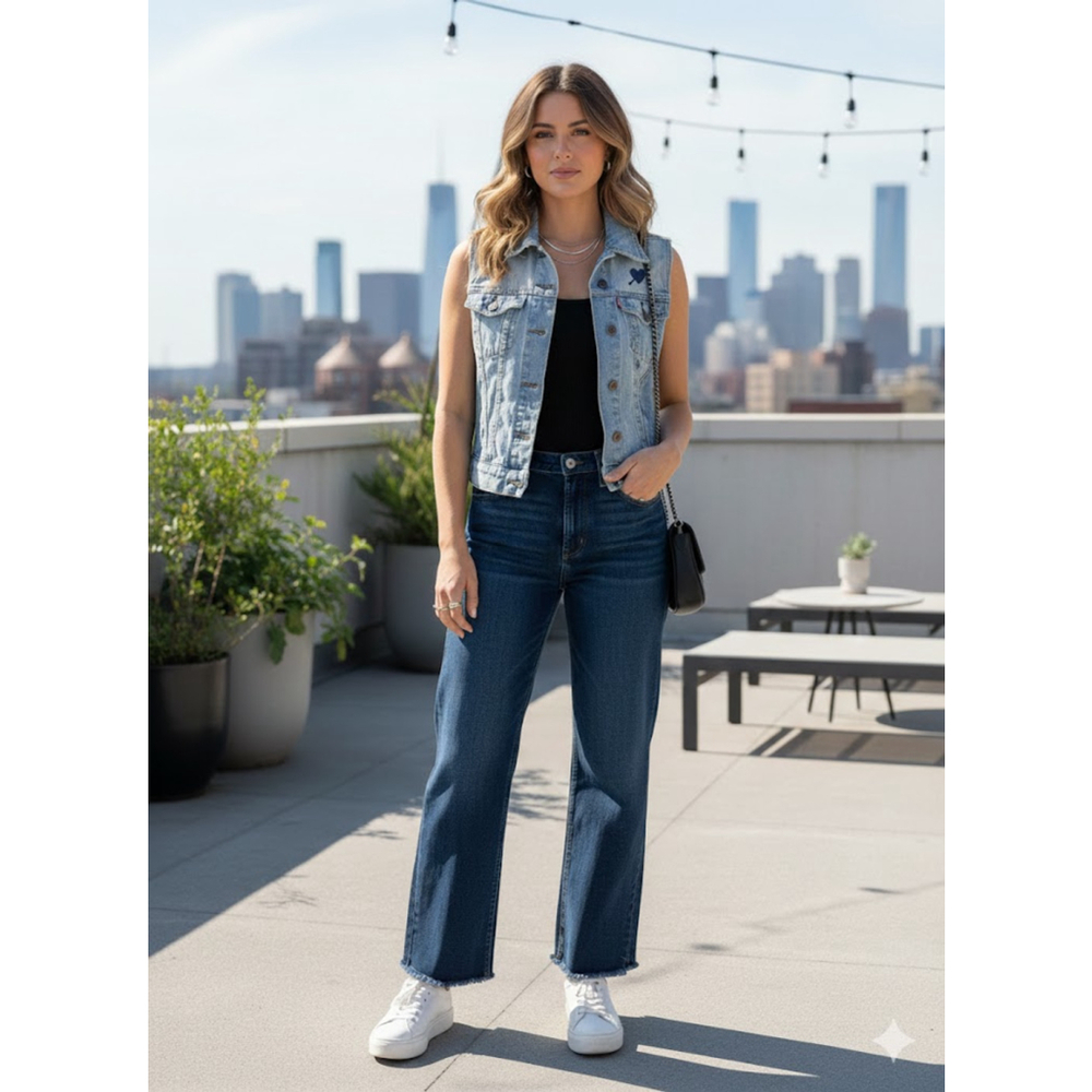 Levi's Denim Vest Small Light Wash Blue Heart Arrow Nirvana